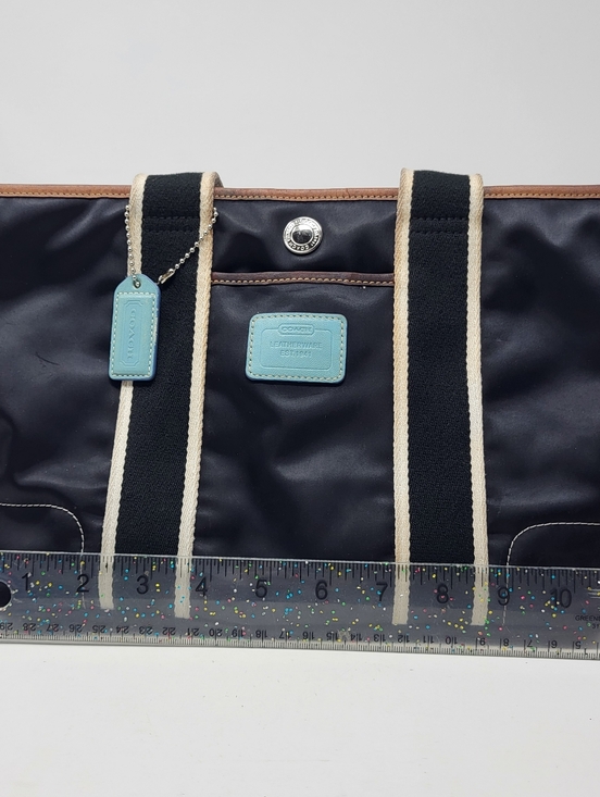 Coach Hampton Black Nylon Leather Trim Tote Mini Bag Purse #1894 Signature Logo - Picture 10 of 13